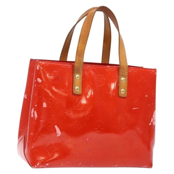 LOUIS VUITTON Monogram Vernis Reade PM Hand Bag Red Rouge LV Auth - Picture 1 of 16